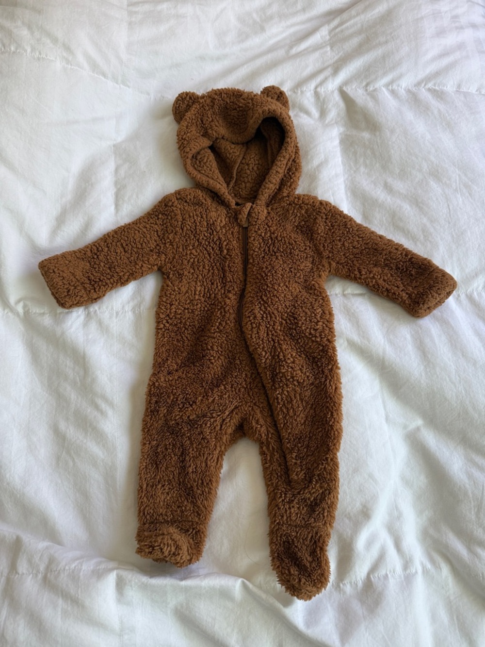 Old Navy Brown Teddy Fleece Baby One-Piece with Hood